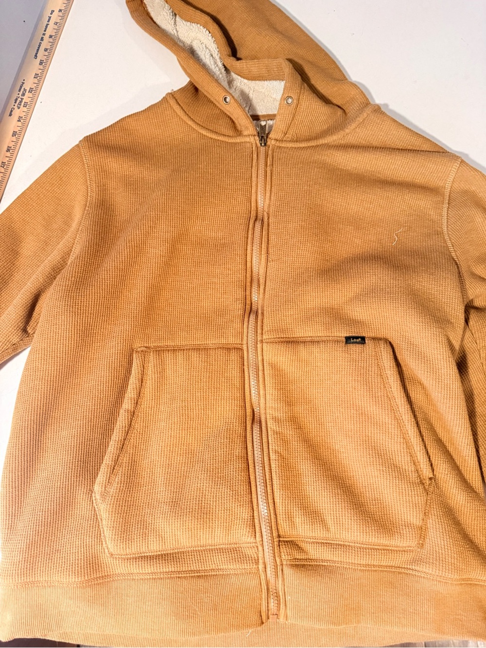 Lee Men's Zip-Up Hooded Sweater in Camel Tan